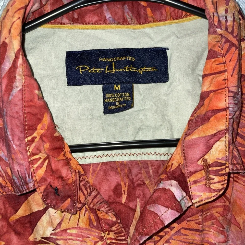 Pete Huntington Handcrafted Bali‎ Batik Hawaiian Shirt Button Down Sz M